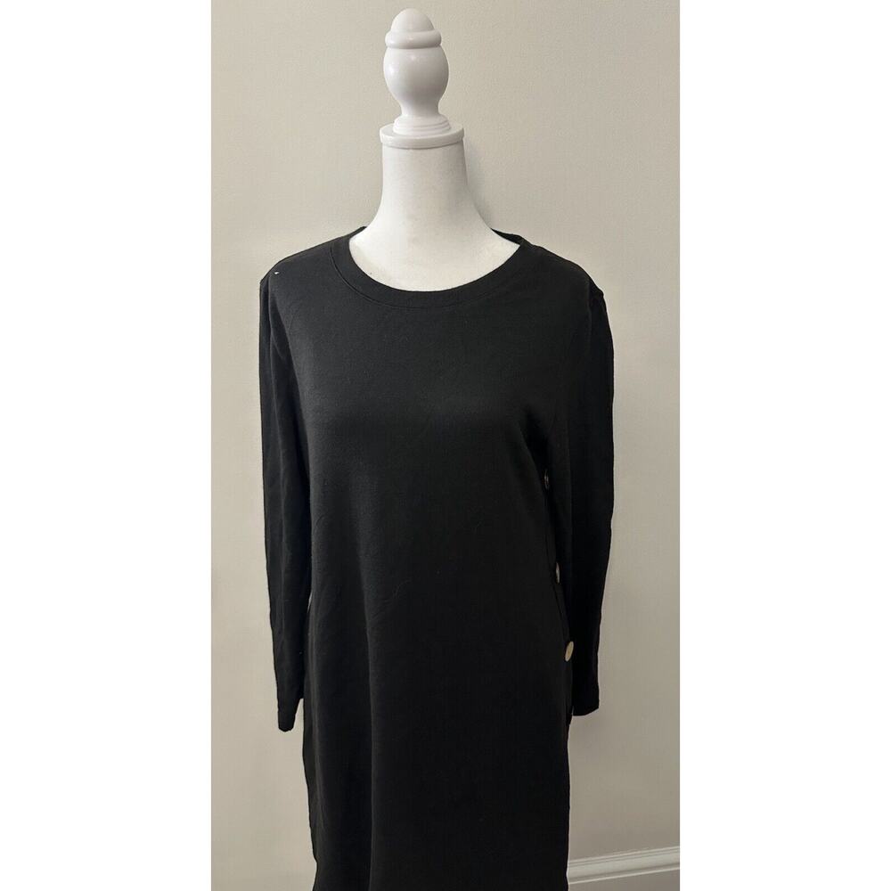 OFEEFAN Women's Long Sleeve Tunic Dress with Buttons, Size L, Black